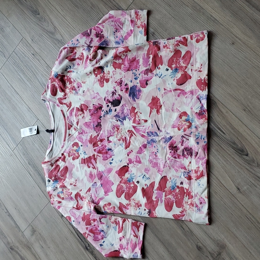 NYDJ Floral Crew Neck Sweatshirt Top size Xl NWT